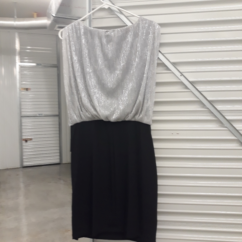 Silver and Black Cocktail Dress, size 14